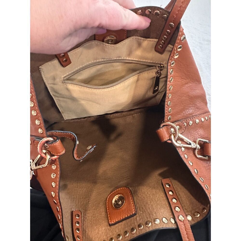 Stitch Fix Vegan Leather Bucket Bag Brown - Picture 8 of 9